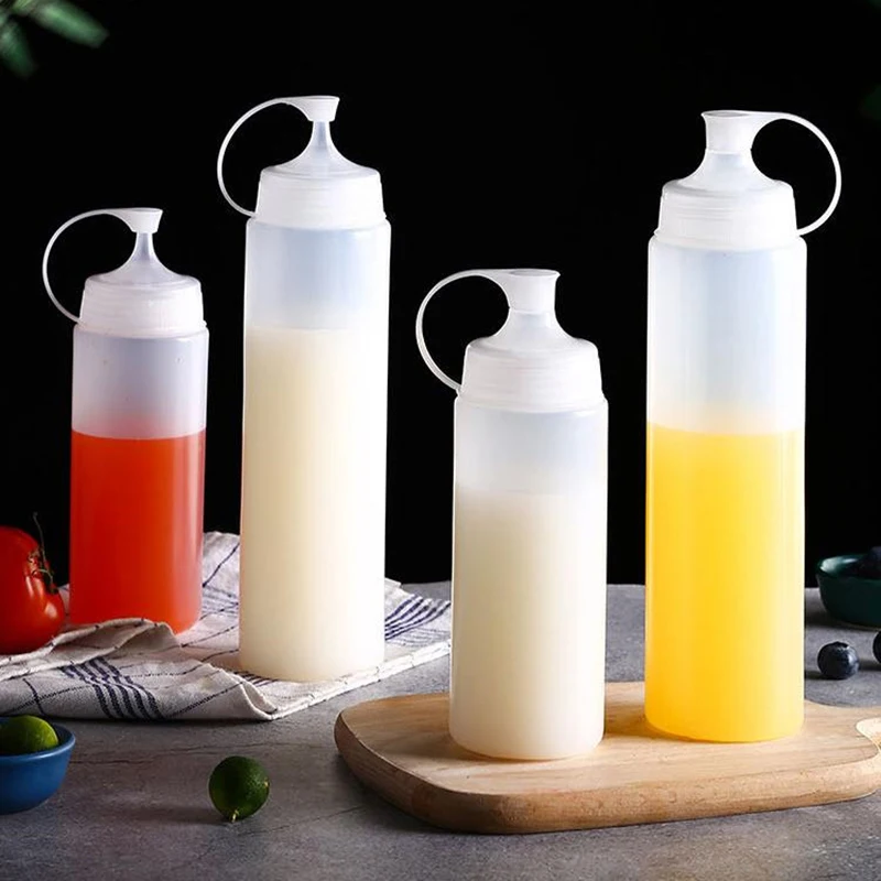 350/450/600ML Large Mouth Squeeze Sauce Bottles - Dustproof Condiment Dispenser for Kitchen Seasoning, Salad Sauce & Olive Oil