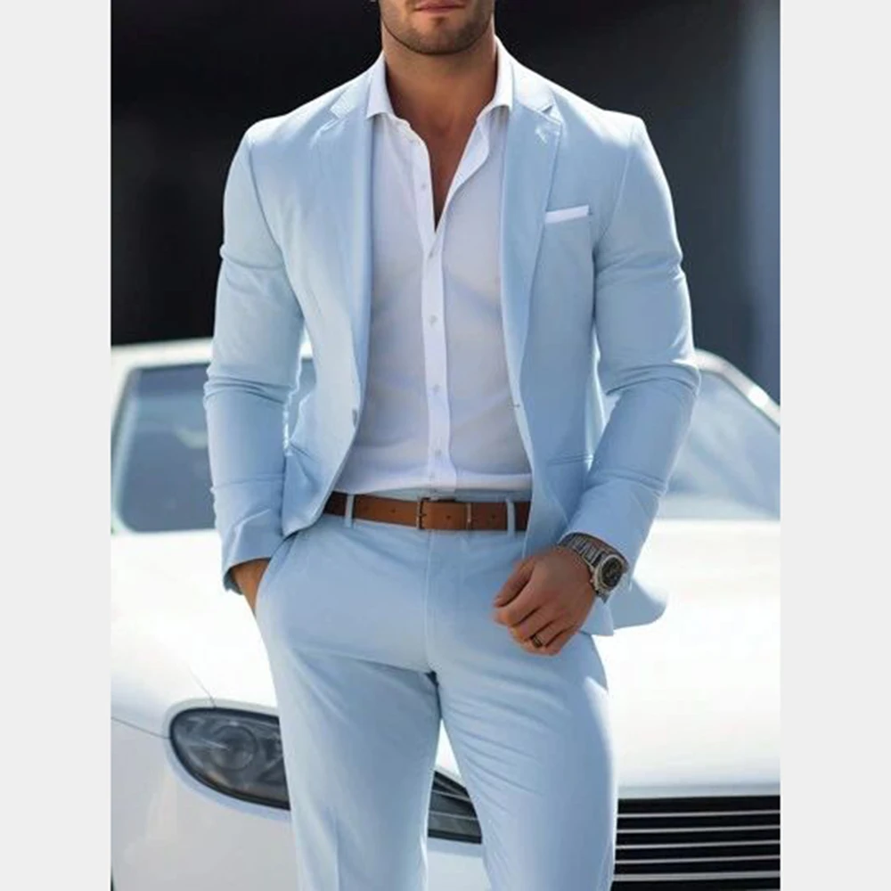 2025 New Suits For Men Notched Lapel Slim Fit Business Formal Casual Groom Tuxedo For Wedding 2 Pieces Custom Made Costume Homme