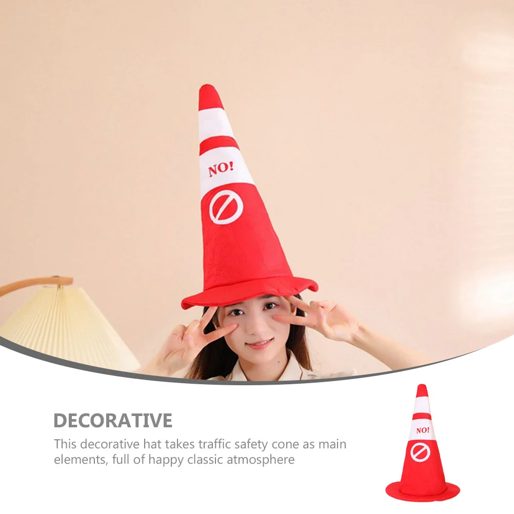 Traffic Cone Hat Cosplay Headwear Party Costume Headgear Shape Plush Novelty Selfie Funny Hats