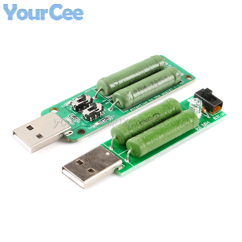 USB Resistor Electronic Load 2 Switch Adjustable Current 5V 1A/2A/3A Battery Capacity Voltage Discharge Resistance Tester