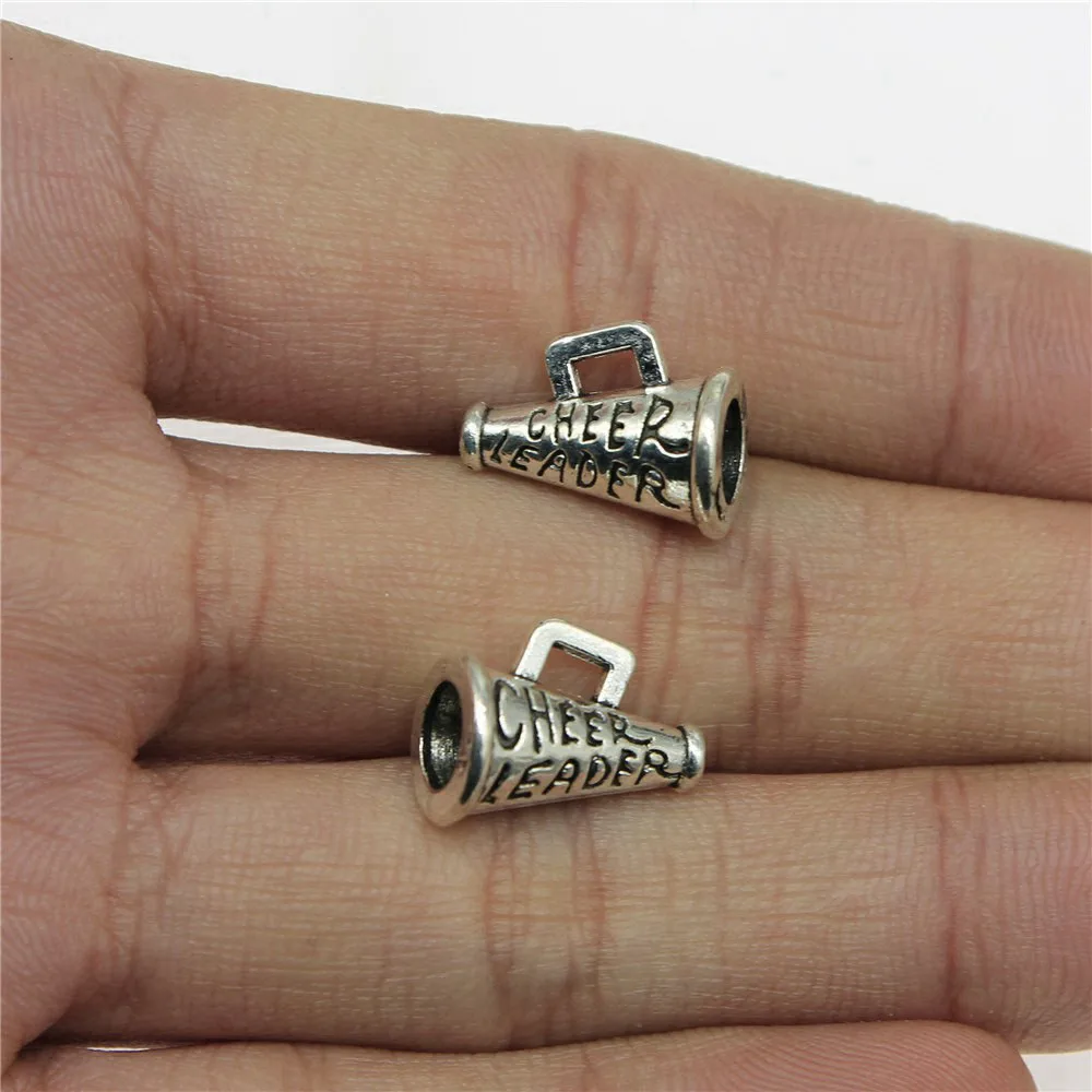 10pcs/lot 11x15mm Cheer Leader Loudspeaker Charms For Jewelry Making Antique Silver Color 0.43x0.59inch