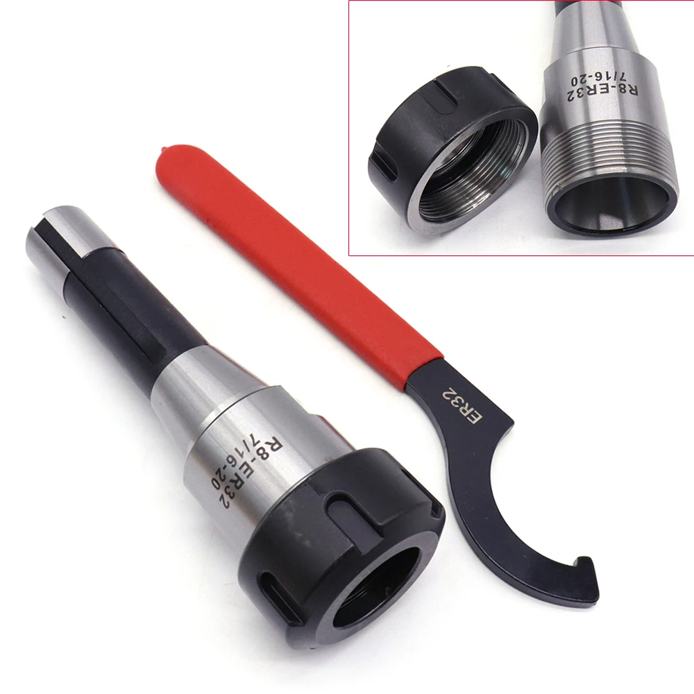Collet Chuck Titular com uma chave inglesa, CNC Milling Lathe, Drabar Thread, R8-ER32, 7/16"