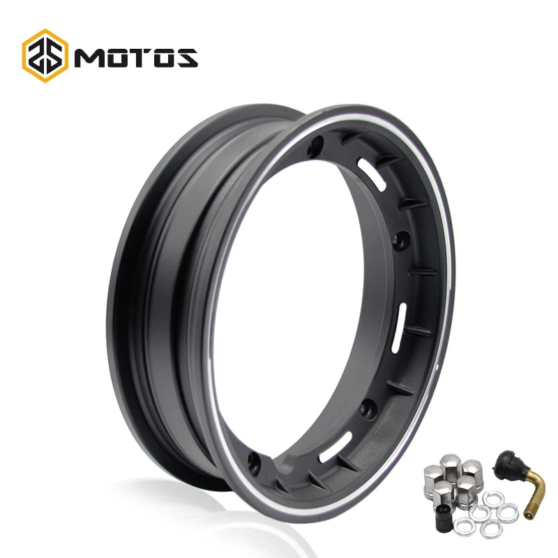 

ZS MOTOS 10 inch Motorcycle Rims Case For Piaggio Aluminum Wheel Rim with Nut,Oring and Inflating Valve Racing Vesppa Wheel Rim