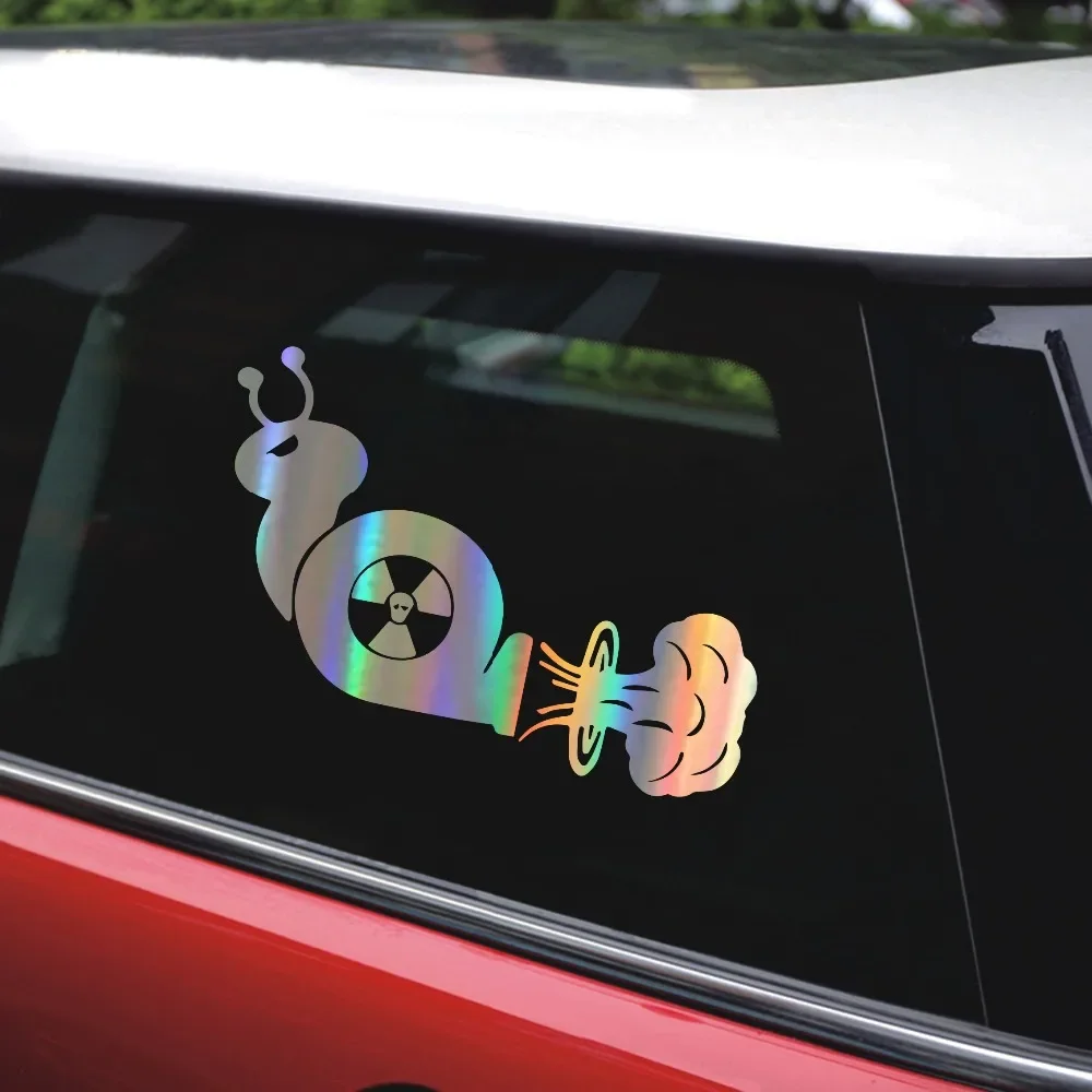 Stiker mobil kreatif 14cm X 9.4cm stiker Decal gaya mobil lucu stiker mobil kartun siput awan jamur nuklir