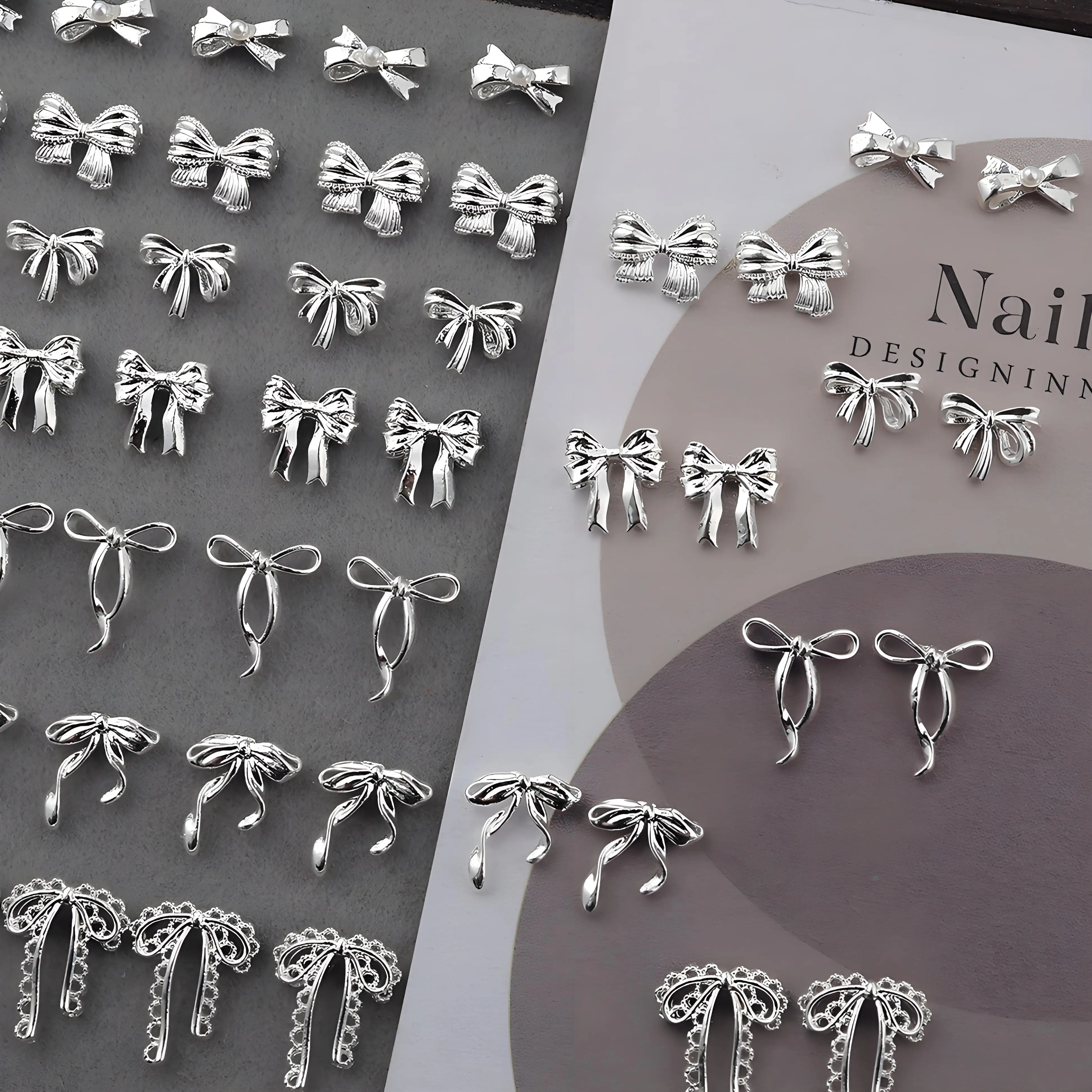 

20PCS 3D Metal Bow Nail Art Charms Bowknot Accessories Parts For French Nails Decoration Design Manicure Decor Supplies Material