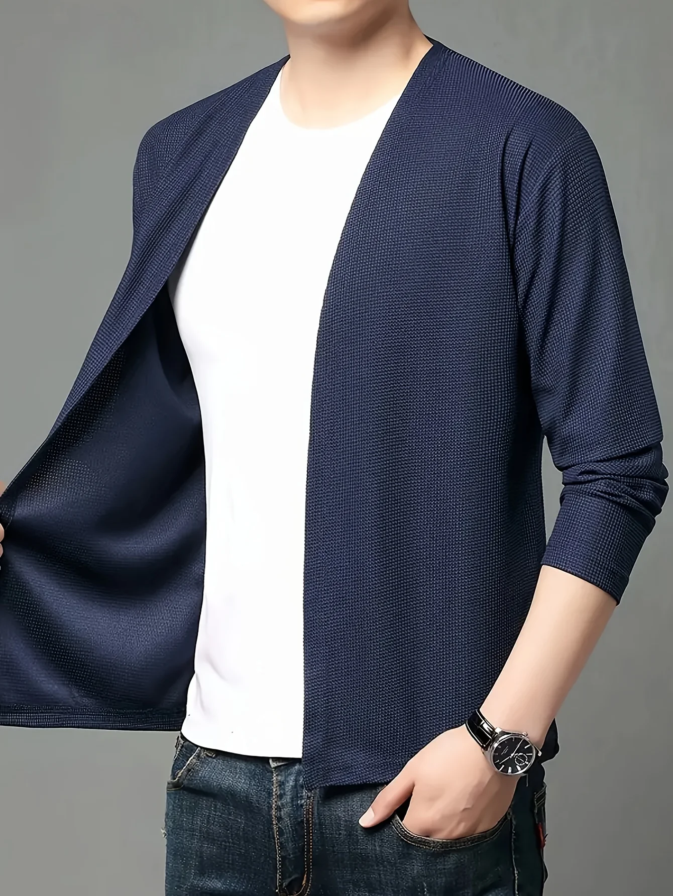 Men's Fashionable Casual V-Neck Knitted Cardigan for Spring and Autumn. New Style Men's Clothing for Middle-Aged and Young Adult
