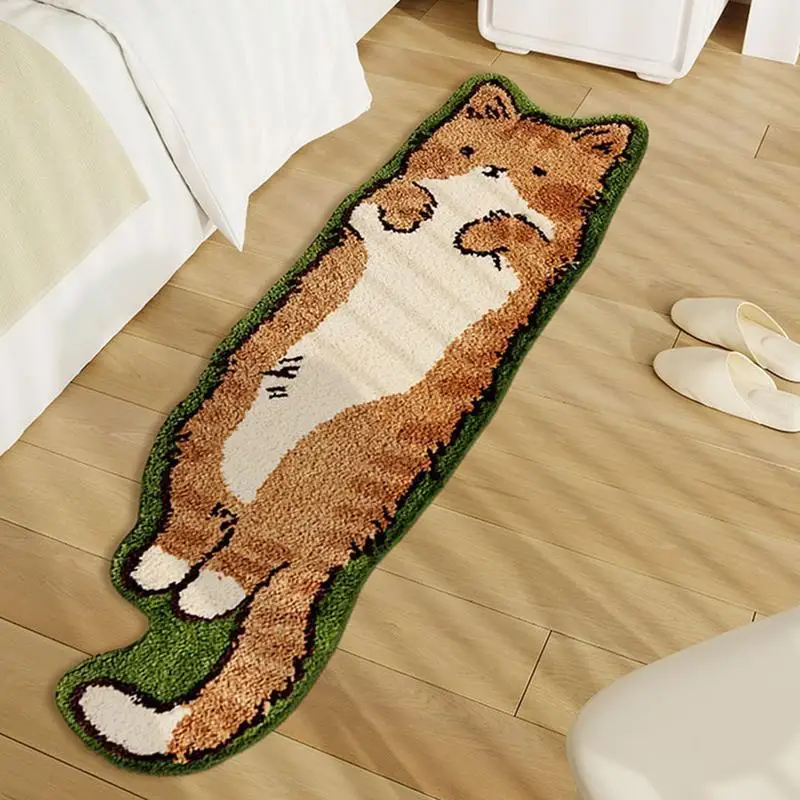 

Cartoon Cat Rug Creative Special-shaped Bed Rug Animal Shape Fried Cat Rug Machine Washable Suitable For Bedroom Living Room