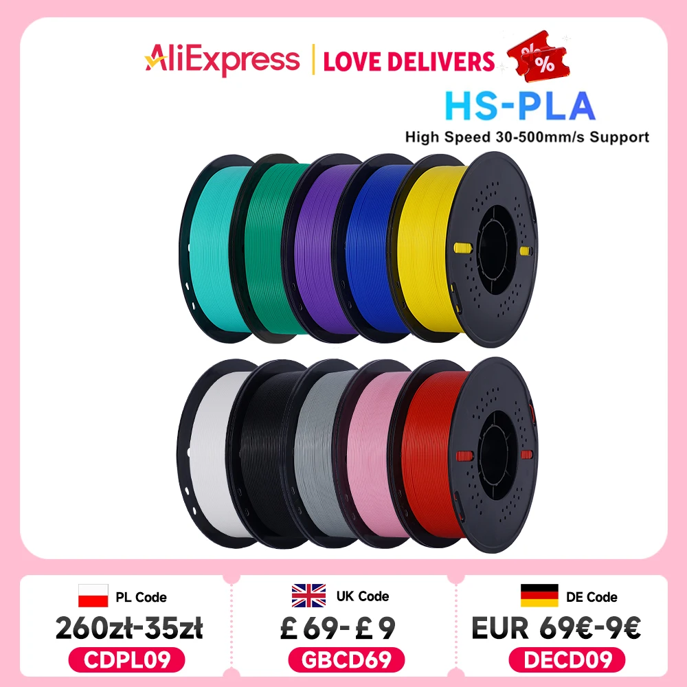 

Высокоскоростная нить KINGROON PLA 1,75 мм, новая нить для 3D-принтера HS-PLA для быстрой печати 30-500 мм/с, быстрая PLA, 5 кг, 10 кг, разные цвета