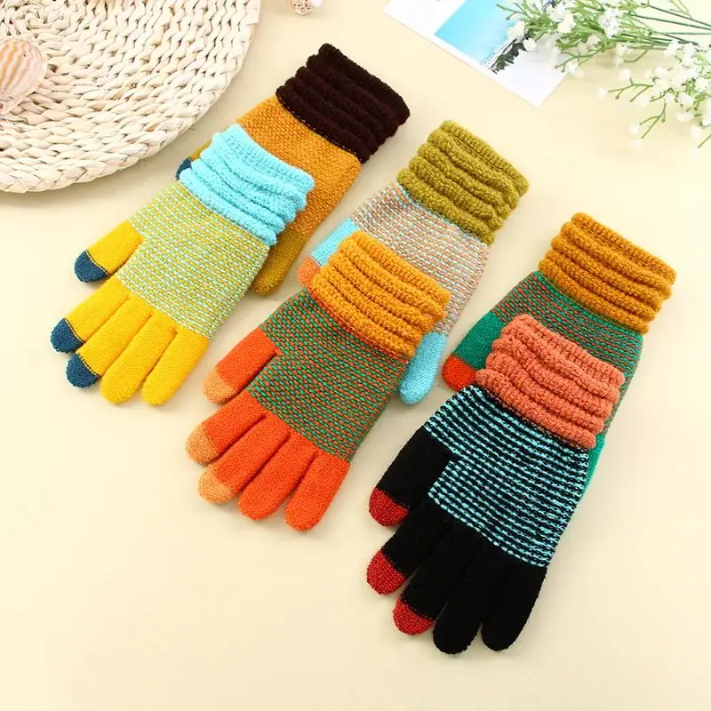 Herbst und Winter Frauen Gestrickte Handschuhe Touchscreen Ski Handschuhe Warme Faionable Fäustlinge Elastische Outdoor Radfahren Verdickte Handschuhe