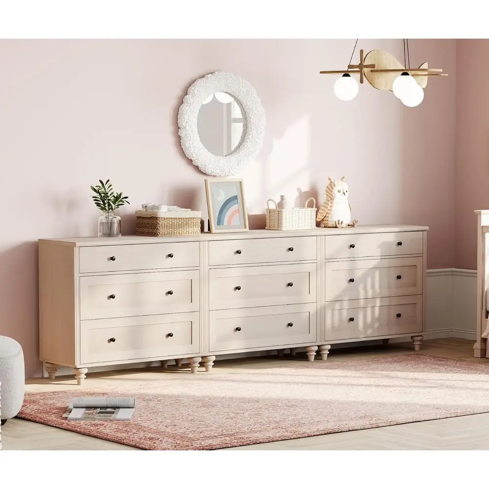 

Комплект мебели для спальни с 9 ящиками и широким комодом, вместительное деревянное хранилище для гостиной, детской комнаты, отделка светлый дуб