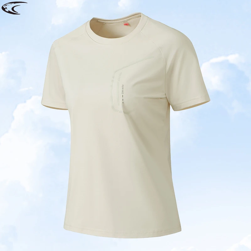 LNGXO Damen-Kurzarmshirts, schnell trocknendes, kühlendes T-Shirt zum Wandern, Klettern, Trekking, Bergsteigen, funktionelles Kurzarm-T-Shirt