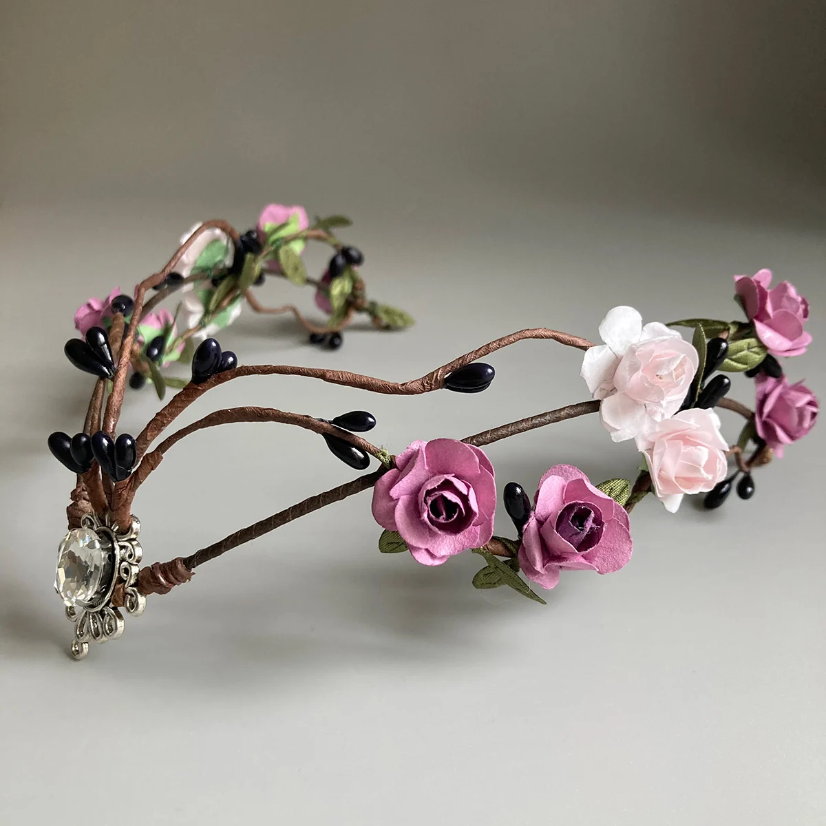 Fairy Flower Crown  Elf Woodland Headpiece Floral Vine Headband Forest Hairband for Women Girls Renaissance Party Cosplay Photo