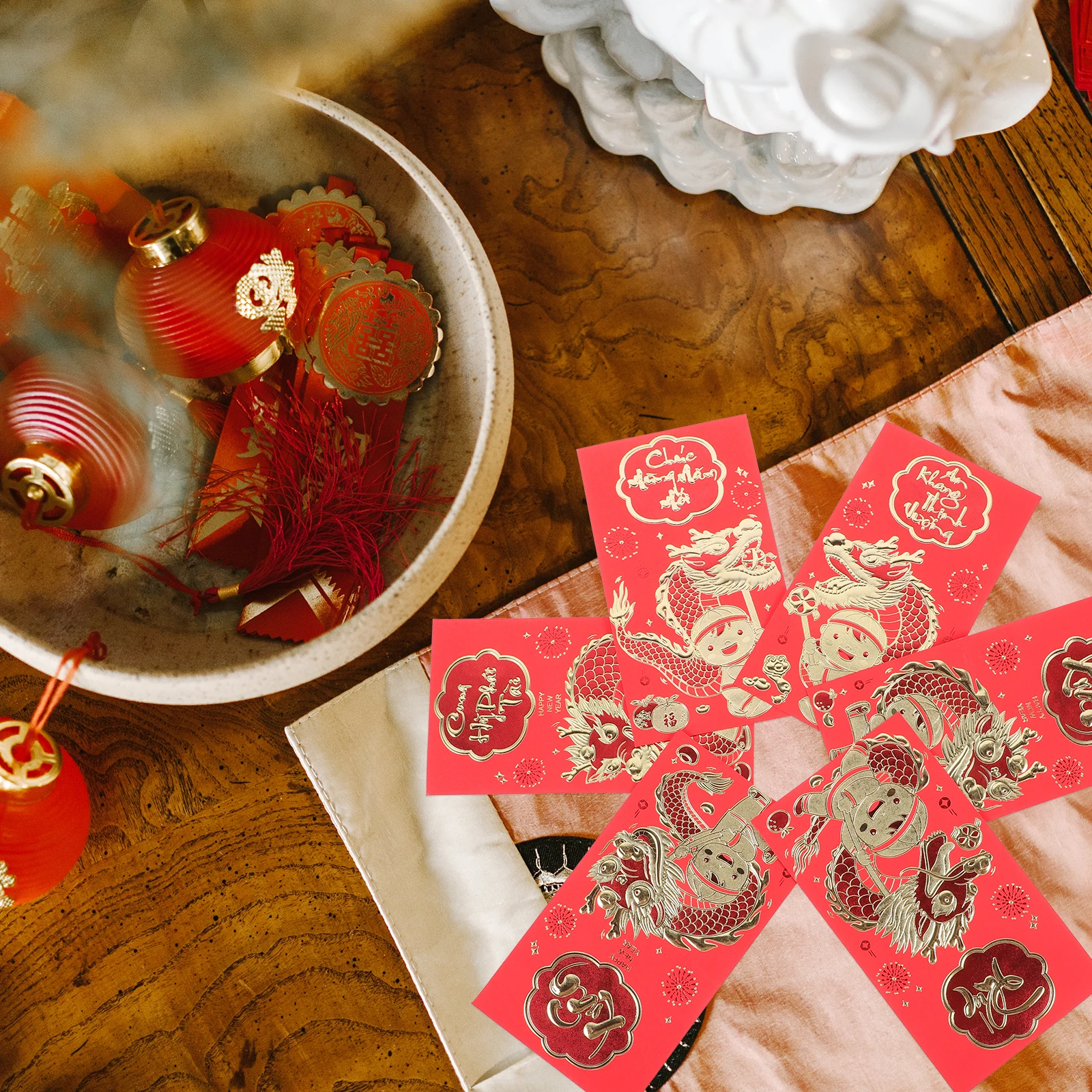 

6Pcs Red Envelopes Year of Dragon Lunar New Year Money Pouches for Weddings Birthdays Festival Gift Giving Red Envelopes