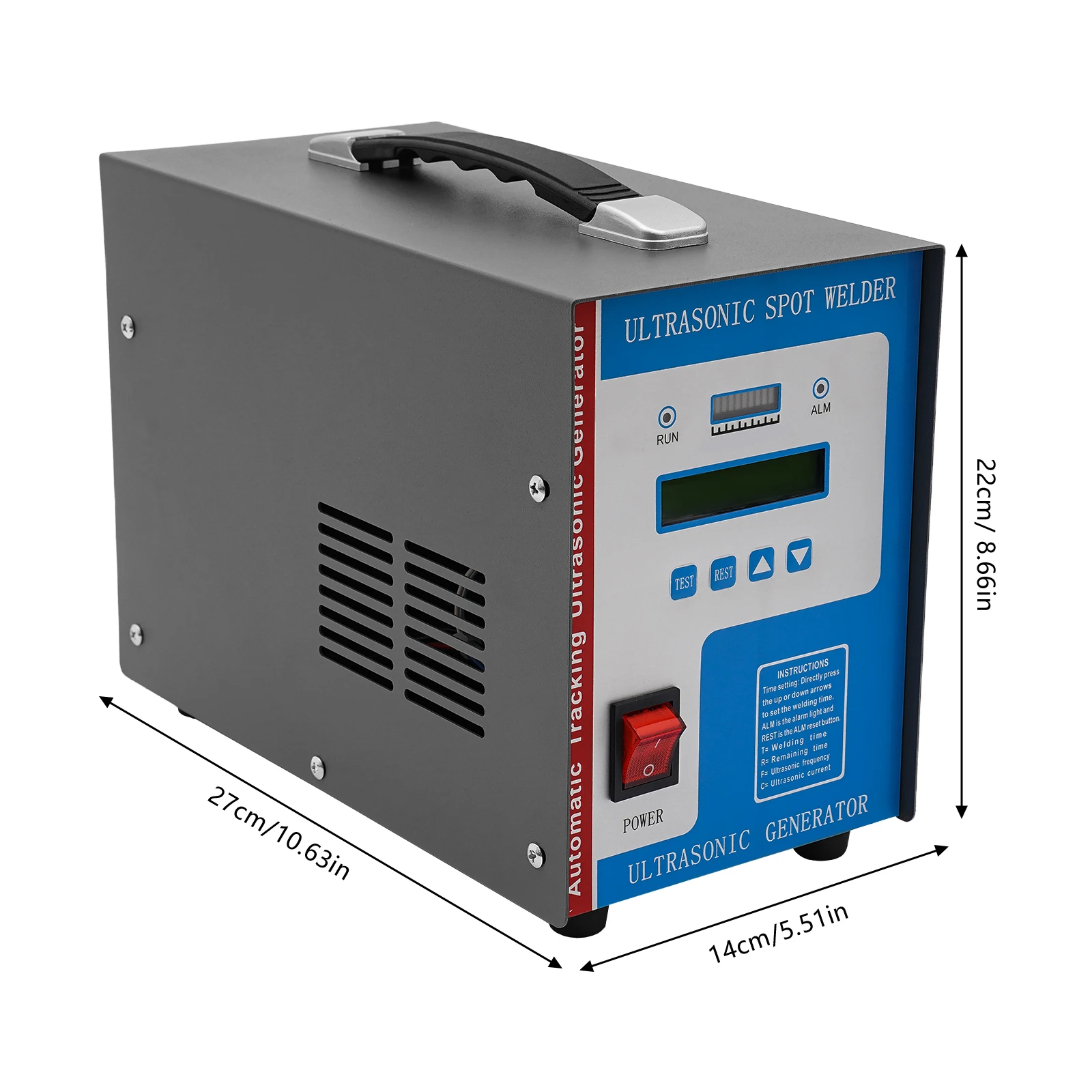 Máquina de solda plástica ultrassônica, 700w, 28khz, portátil, 10 cabeças de solda, controle lcd, 0.01-9.99s, soldagem para pp/abs