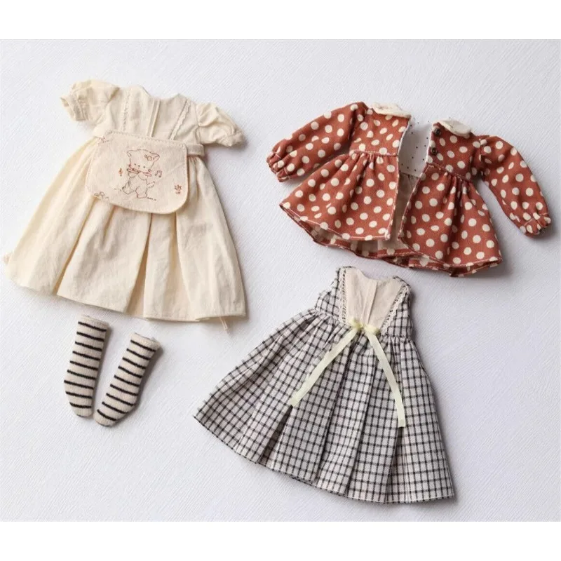 1/6 Ob11 Doll Clothing Only Coat/Dress/Apron Socks