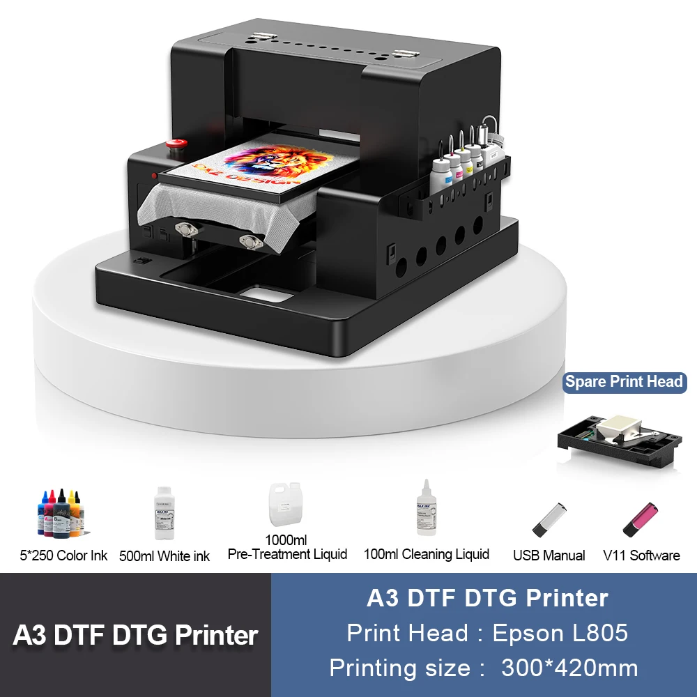 6 Colors DTG Printer A3 L805 DTG Flatbed Printer with Textile Ink Direct to Garment T-shirt Printing Machine A3 DTF DTG Printer