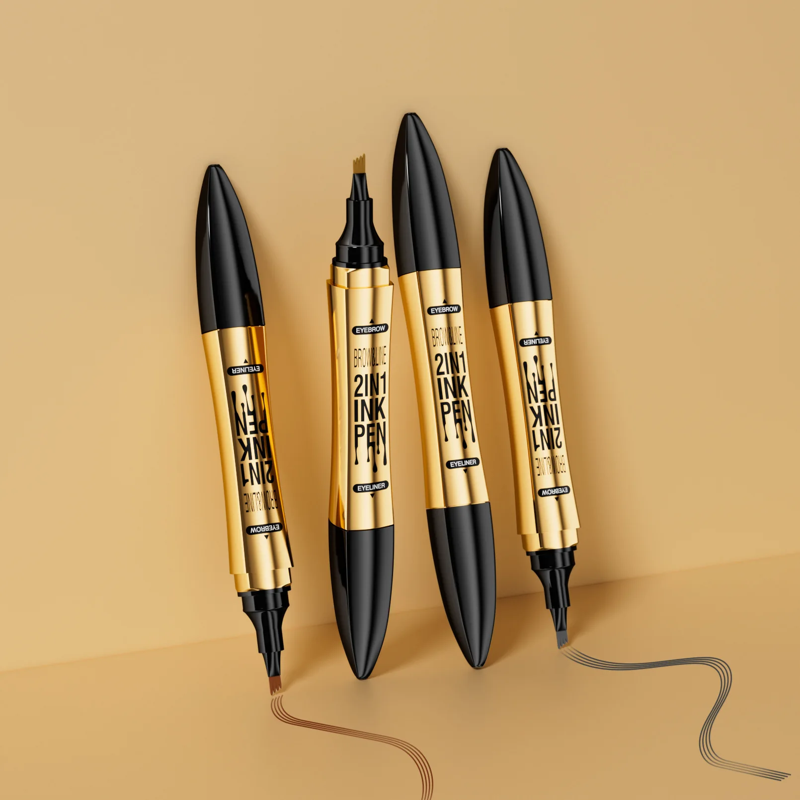 Matita per sopracciglia liquida Quad a doppia estremità 1PC + matita per sopracciglia impermeabile ad asciugatura rapida per Eyeliner nuovo all'ingrosso