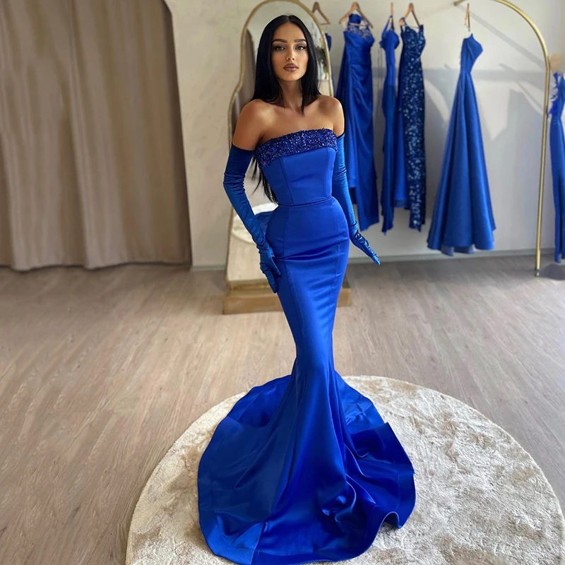 

Eightree Formal Mermaid Prom Evening Dresses Off The Shoulder Floor Length Without Gloves Cocktail Party Prom Gowns Custom Size