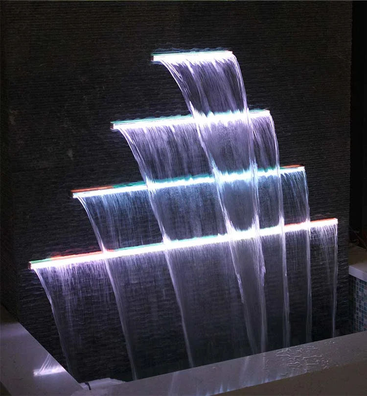 

The interior decoration of the swimming pool includes acrylic fountain waterfall, spillway wall, waterfall garden, and pool land