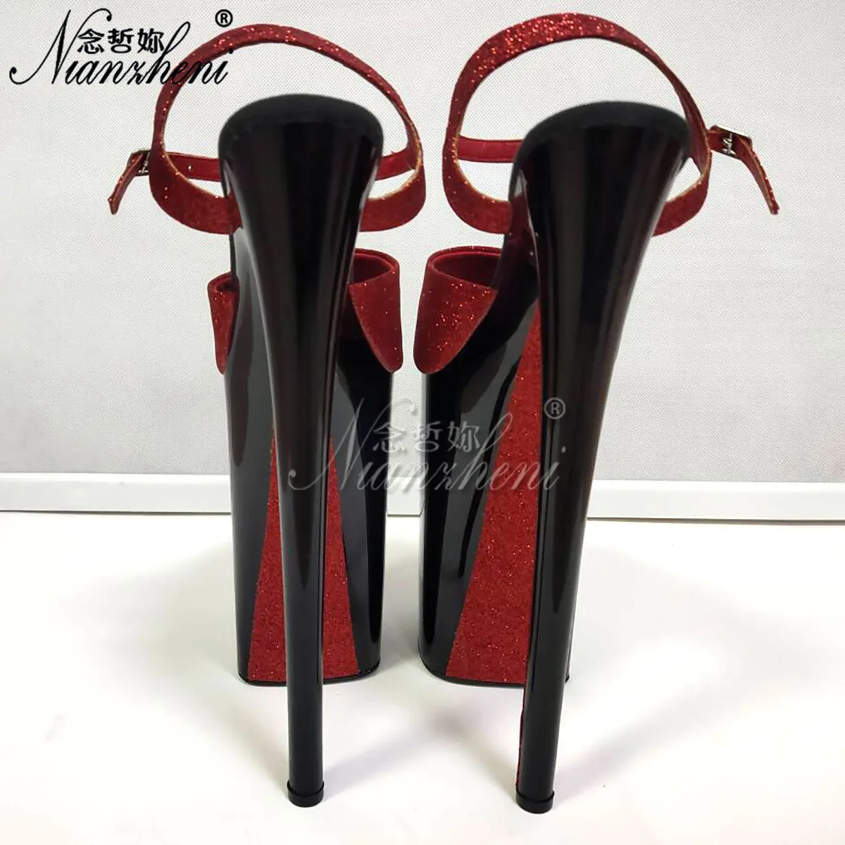 26cm reddish-black Nightclub club pole dancing Cross dressing new style Gothic women sexy high heels platform Fetish Shoes10inch