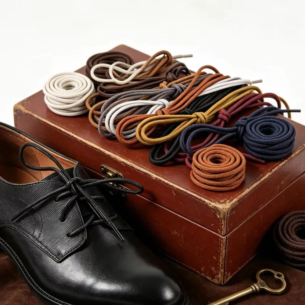 Waxed Cotton Round Shoelaces 120cm Waterproof Laces For Oxford Leather Boots 1Pair Individually Packed Shoe Accessory