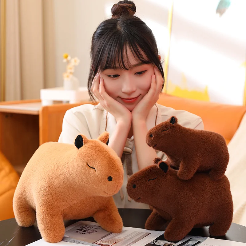 Cute Fluffy Capybara Plush Toy Lifelike Capybara Plush Dolls Stuffed Animals Kid Toy Home Decor Birthday Xmas Halloween Gift