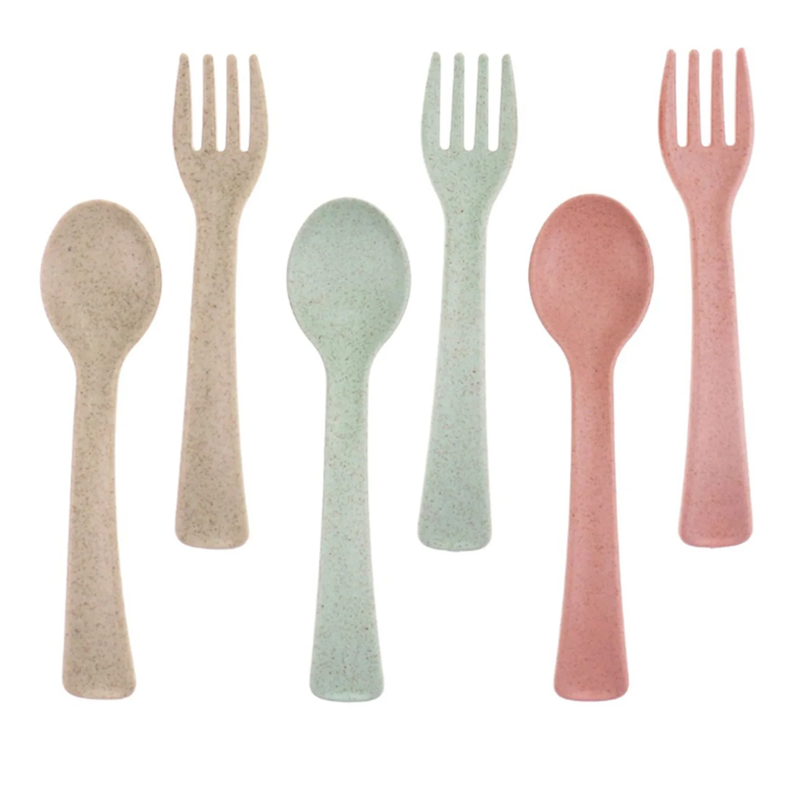 

1Set Children Tableware Wheat Straw Fiber Fork Spoon Set Reusable Eco-Friendly Kids Cutlery Durable Dishwasher Safe