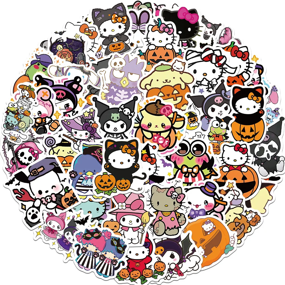 10/30/50PCS Sanrio Kawaii Cartoon Hello Kitty Stickers DIY Kids Toys Laptop Phone Luggage Skateboard Decals Halloween Gift