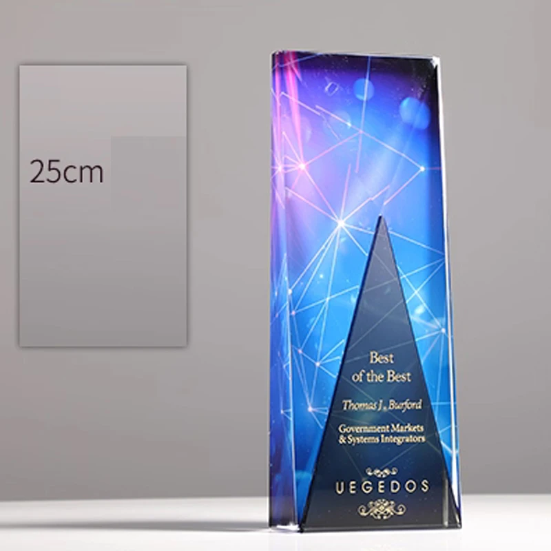 Trophée en cristal pentagramme personnalisé, prix d'impression en couleur, prix de film sportif, Souvenir exceptionnel des employés, décoration de la maison, 1 pièce