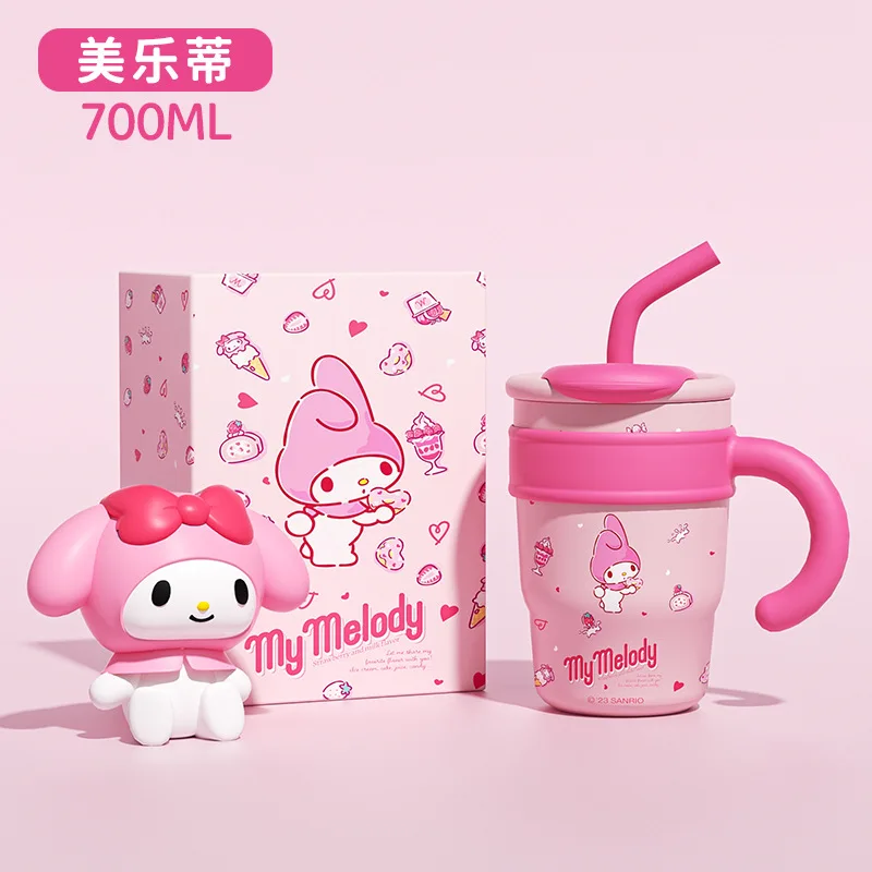 Hallo Kitty Wasser flasche 1200ml Sanrio niedlich isoliert große Kapazität Stroh Thermoskanne meine Melodie Cartoon Kinder Edelstahl Tasse