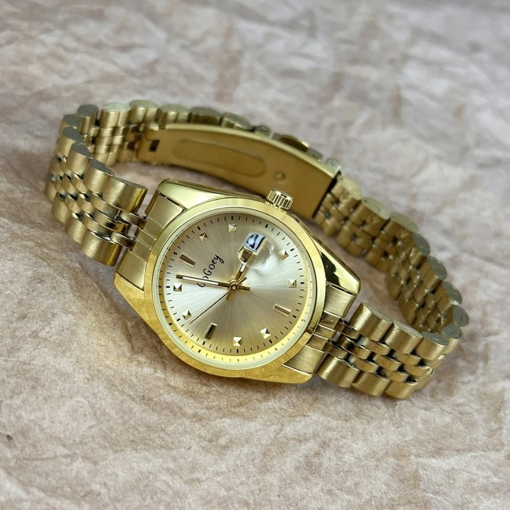 Marca feminina relógio de aço inoxidável cinta calendário relógio feminino luxo quartzo relógios pulso presente dropshipping reloj de mujer