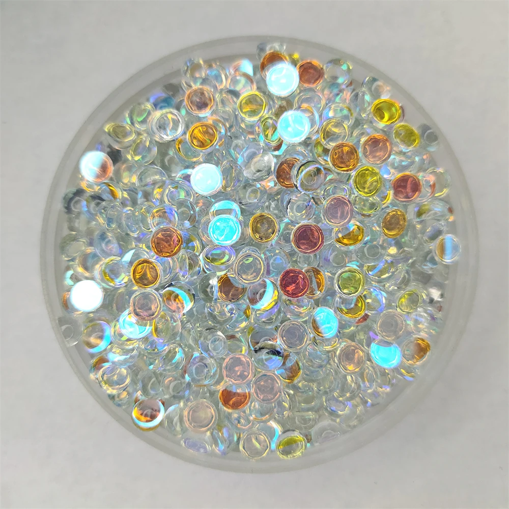 Aurora AB Shiny Crystal Glass Hemispherical Mermaid Beads Non Hotfix Glue On Rhinestones  Nail Art Garment Decorations