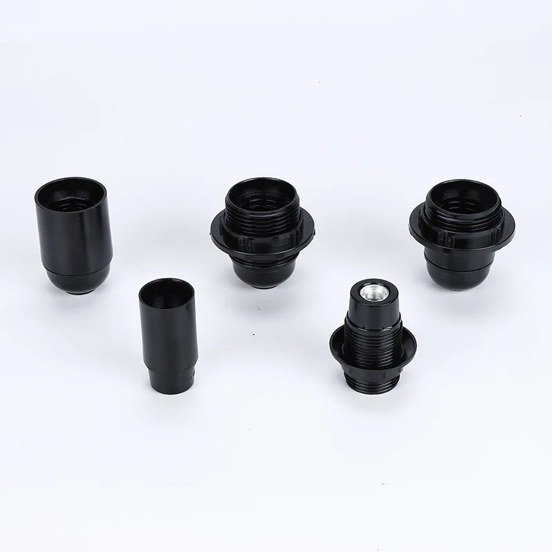 Black E27 Self-locking Bakelite Lamp Holder E14 Aluminum Cap Screw LED Light Head Socket Floor Desktop Light Bulb Base 4A 250V