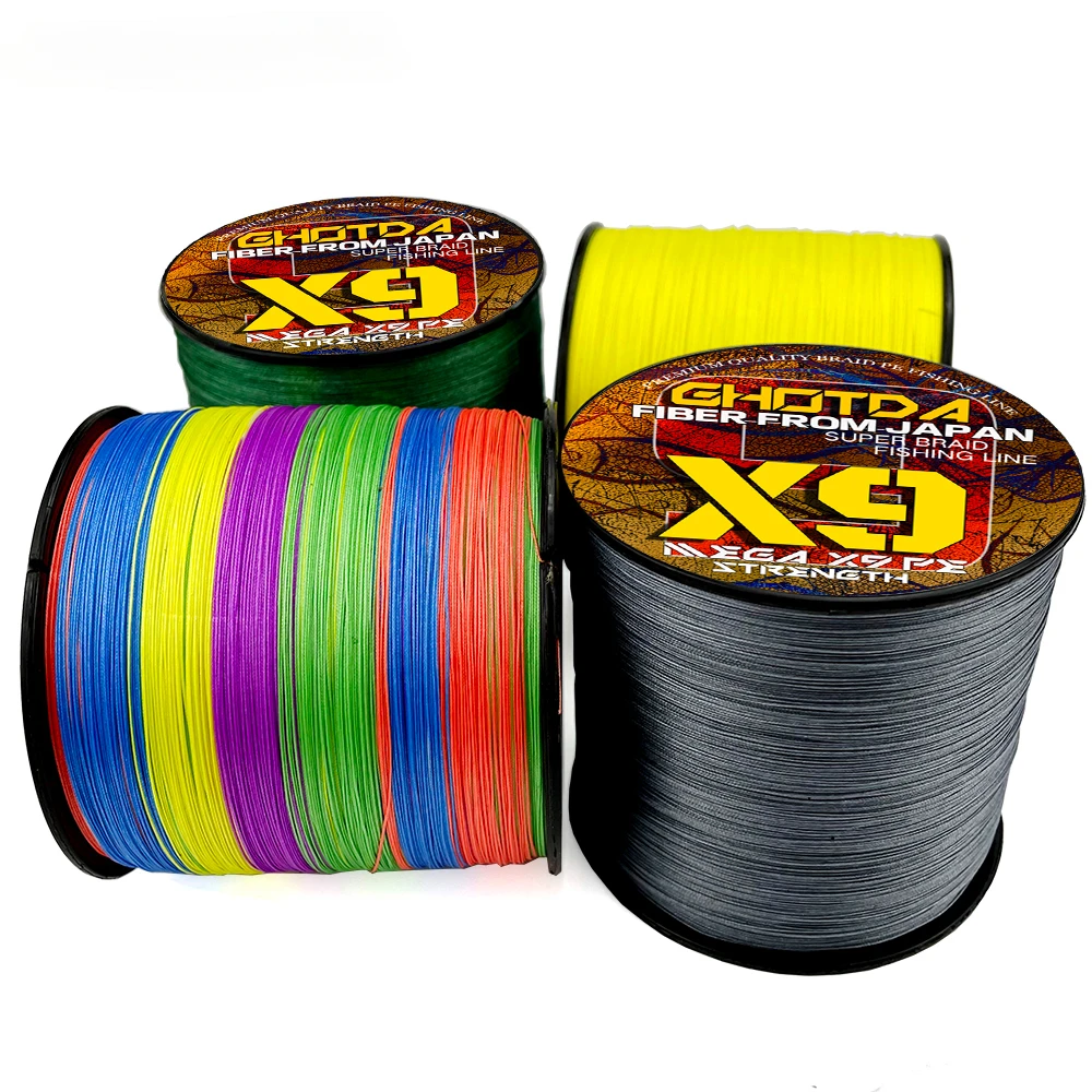 GHOTDA 9Strands Abrasion Resistant Braided Fishing Line PE Super Strong Anti-bite Line Fishing Accessories Freshwater 300M/100M