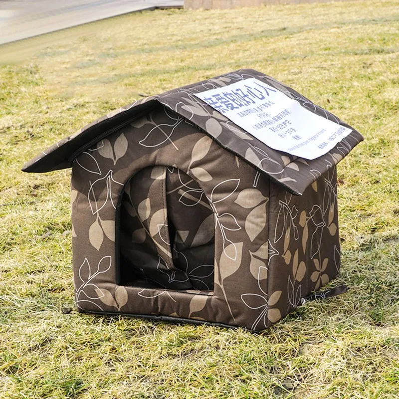 Long Cat Winter House Hot Coge Breath House Outdoor waterproof Cat House, M, Square Brown, Square Brown M