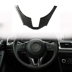 Carbon Fiber Car Interior Steering Wheel Trim Cover Stickers For Mazda 3 Axela 2014 2015 2016 Car Accessories Interiors