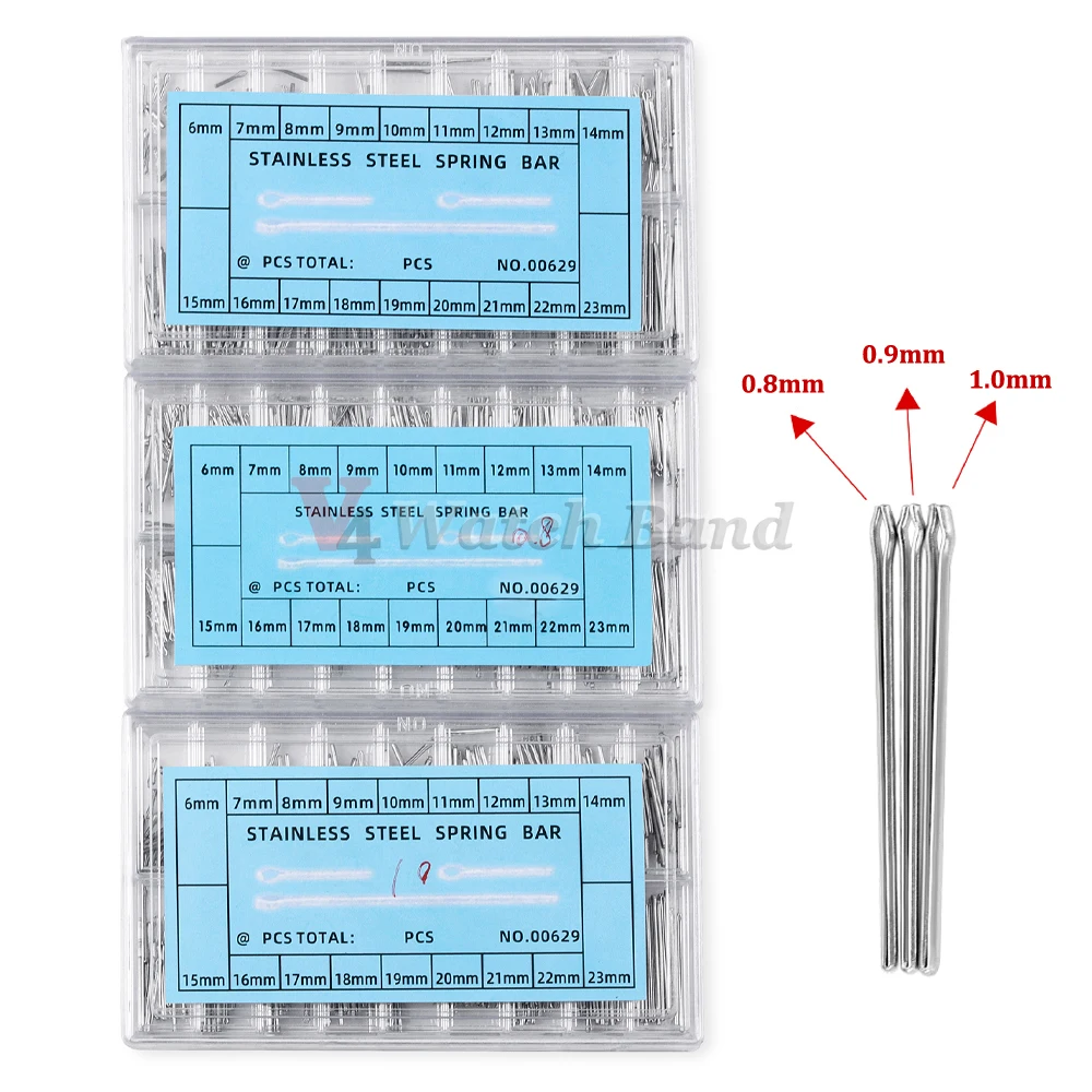 360pcs Watch Band Split Pins 0.8/0.9/1.0mm with Box 6-23mm Stainless Steel Strap Link Pins Cotter Bar Assort Watch Repair Tool