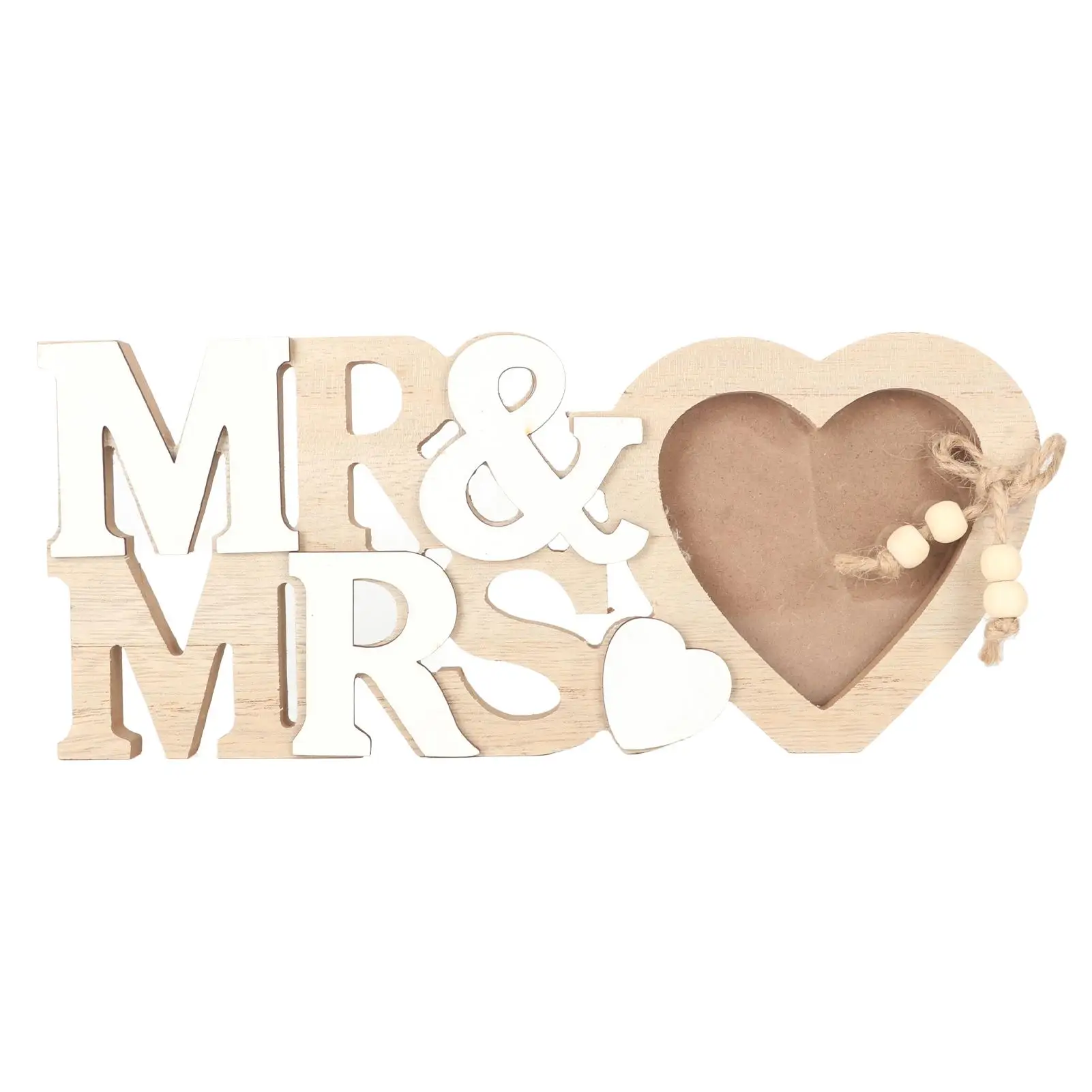 

Personalized Wooden Picture Frame for Desk MR & MRS Heart Sign for wedding Decoration