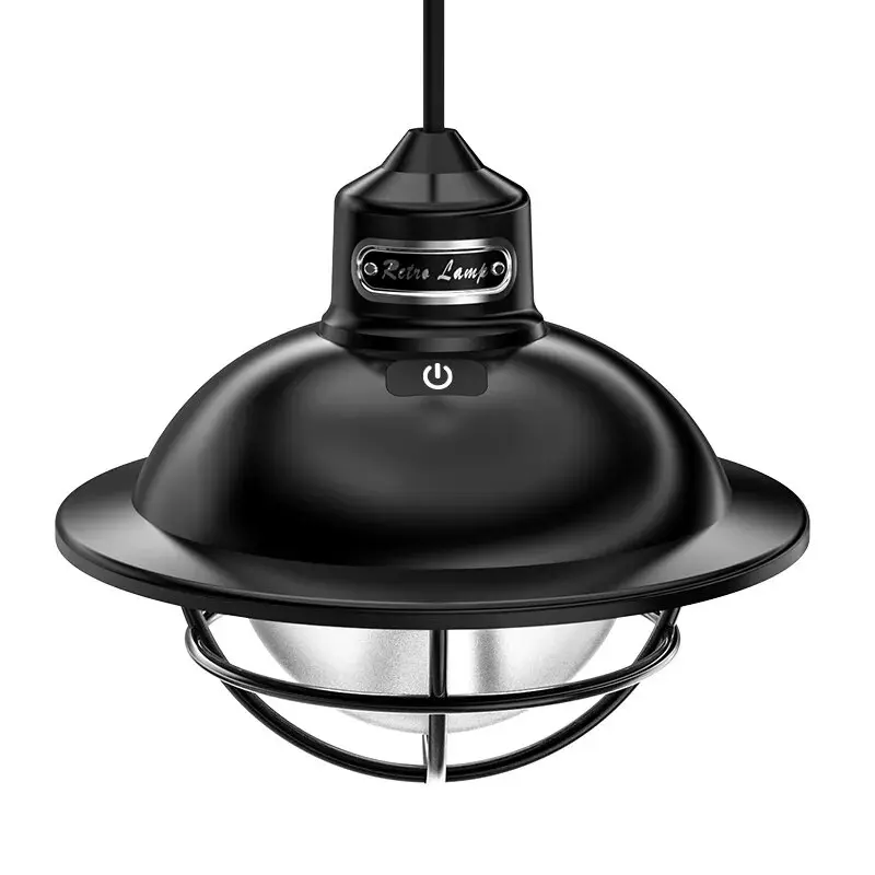 Retro Portable Camping Lantern Rechargeable Light Hanging Camp Lamp Outdoor Light Household 3 Modes Dimmable Flashlight