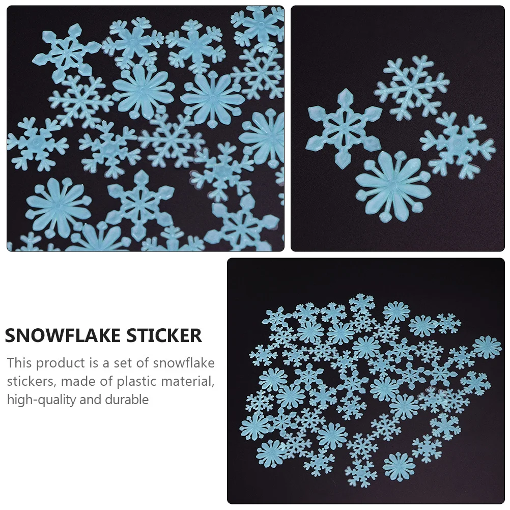 

300Pcs Glow in The Dark Snowflake Wall Sticker Christmas Holiday Decor Luminous Snowflake Window Clings Window Decoration