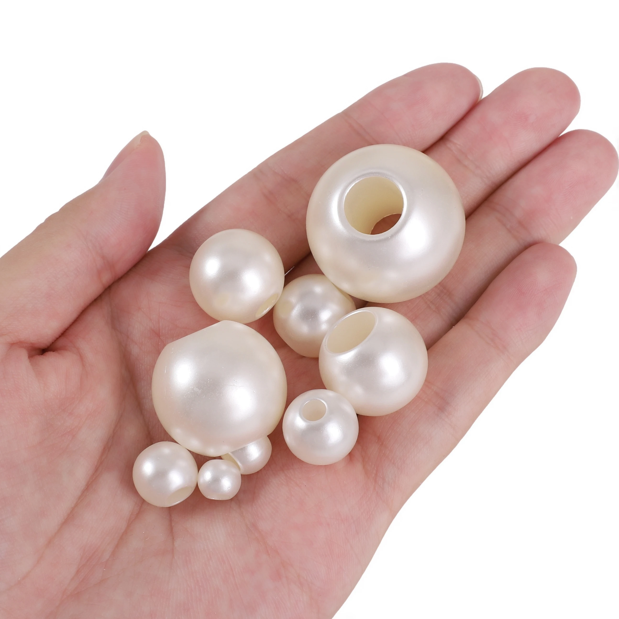 8-30mm ABS Imitation Pearl Beads With Large Straight Hole 2-200pcs Loose Spacer Beads DIY Jewelry Making Necklace Accessories