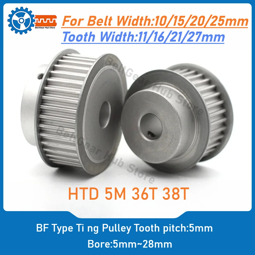 

HTD 5M Synchronous Timing Pulley 36T 38T Bore 5mm to 28mm Applicable to CNC Router 3D Printer Laser Engraver Conveyor Belt