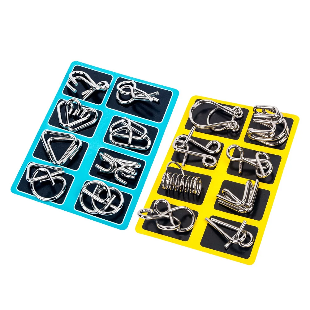 1pcs Metal Brain Teaser Set Chinese Traditional Iq Game For Kids Adults Ring Buckle Mind Puzzle Brain Puzzle Set