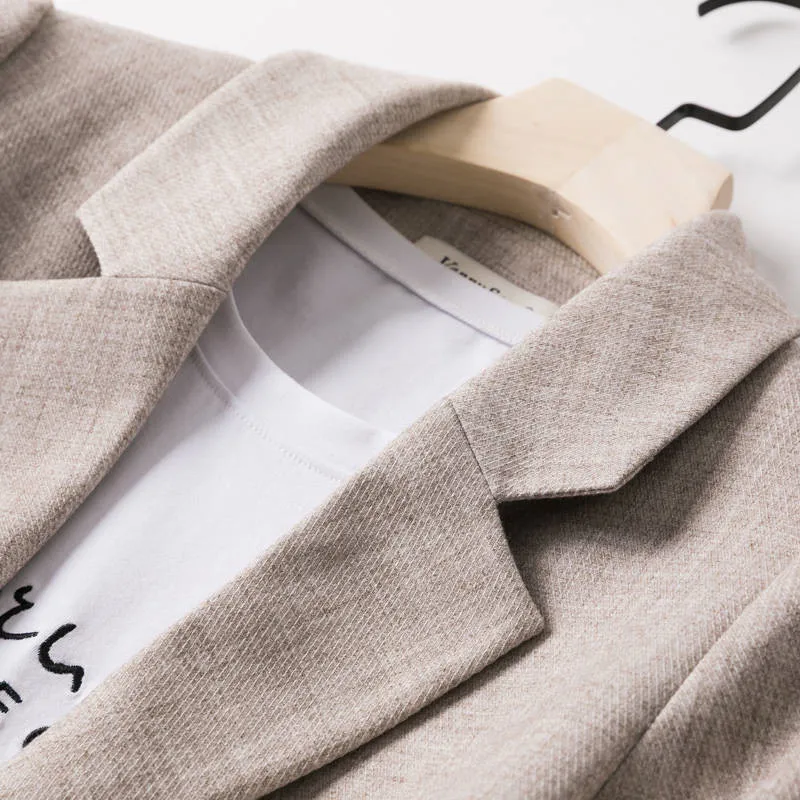 Koreańska kurtka damska kurtka damska garnitur kołnierz z długimi rękawami marynarka Retro casualowa marynarka damska moda biurowa Chaqueta Casual