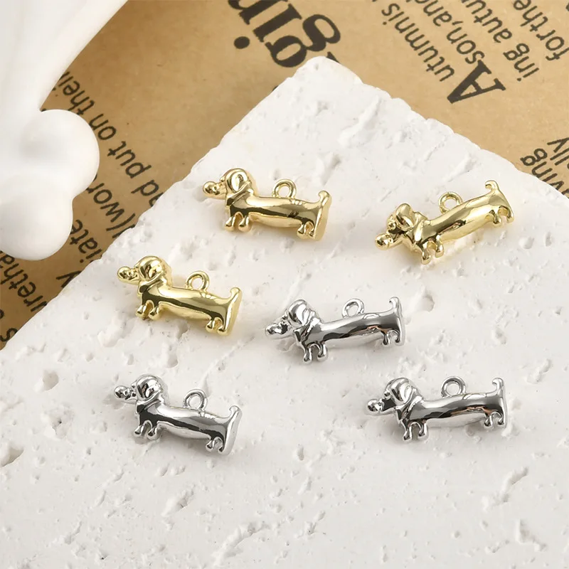 

Медный кулон в форме милого щенка-сосиски с покрытием из 14-каратного золота, сохраняющий цвет, для самостоятельного изготовления браслетов, ожерелий, серег, аксессуаров, материал для рукоделия