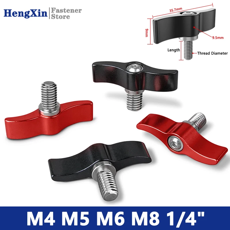

1/10pcs M4 M5 M6 M8 1/4" Thumb Screws Aluminum Alloy T Shape Screws Adjustable Handle Knob Tighten Screw for SLR Rail Rod Slider