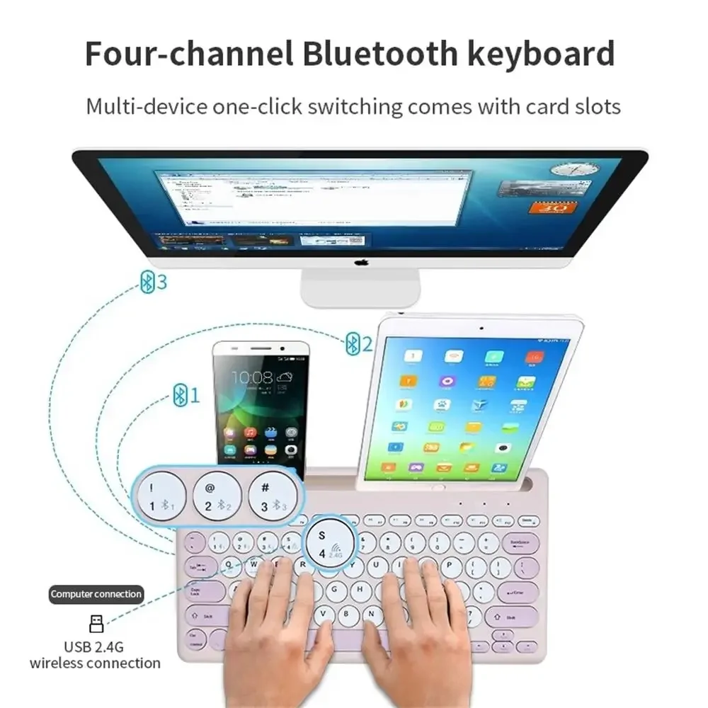 TYPE-C Port Wireless Bluetooth Keyboard Tablet Phone with Card Slot Holder Wireless Charging Keyboard Wireless Office Keyboard