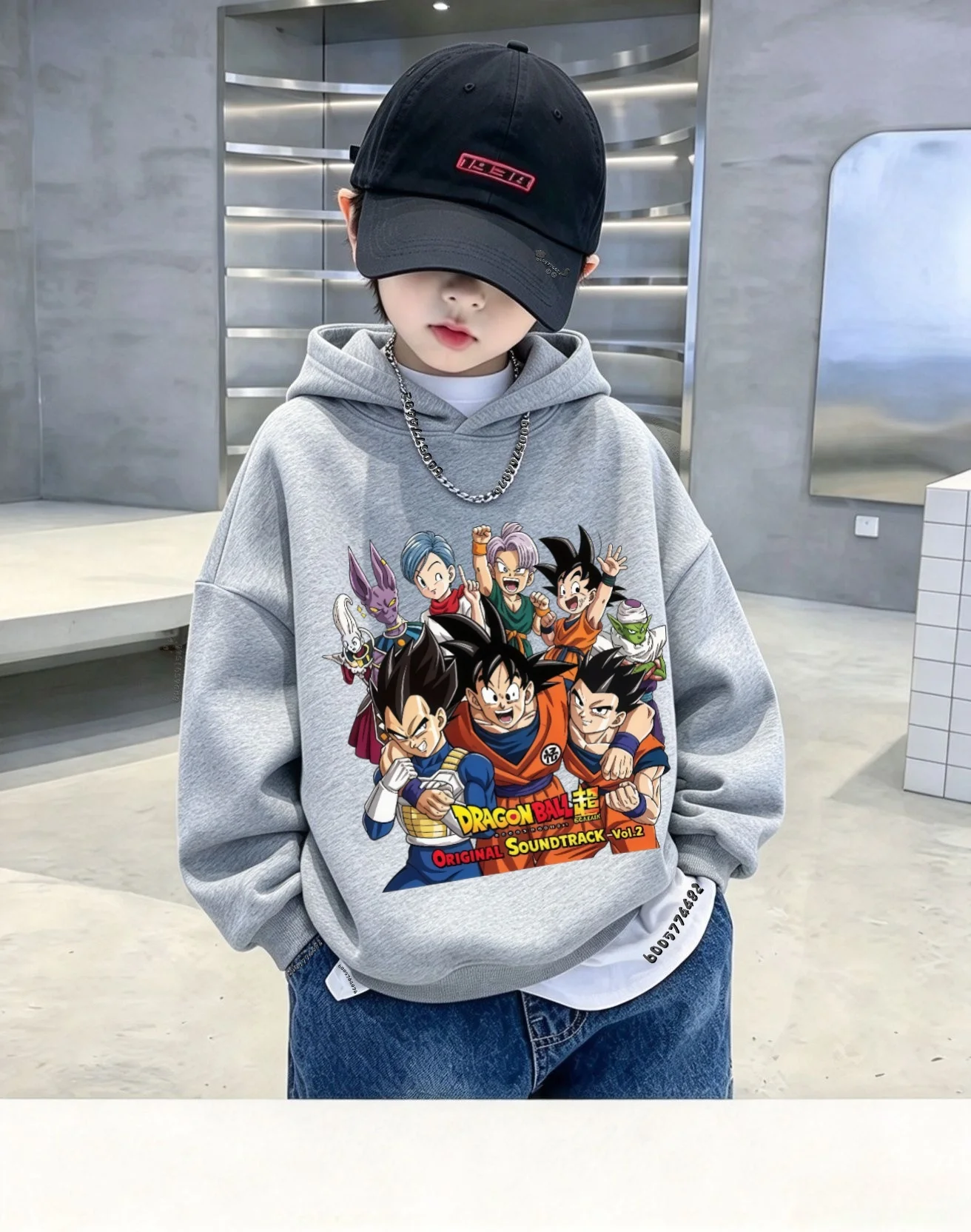 Latest model Kids Warm Fleece Hoodie Dragon Ball Super Characters Print Loose Pullover Autumn Winter Sweatshirt