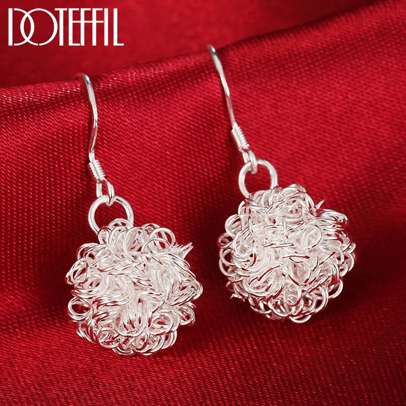 DOTEFFIL Geometric Pattern Earrings 925 Sterling Silver Charm Women Jewelry Fashion Wedding Engagement Party Gift