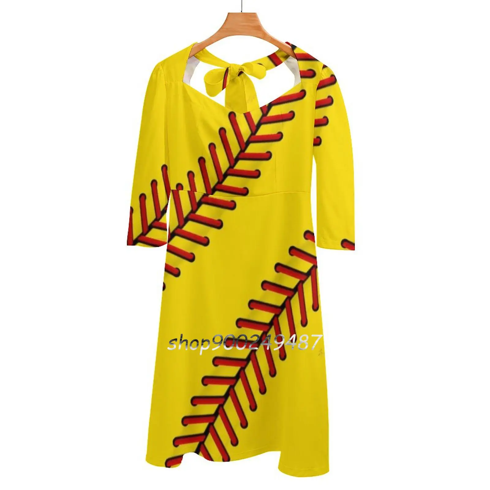 Fast Pitch Softball Sweet Elegant Dress Women Korean Kawaii Square Collar Dress Softball Fast Pitch College High School League